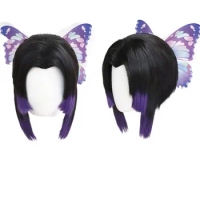 Kochou Shinobu Cosplay Wig Kochou Shinobu Purple Black Hair Wig Costumes + Hairpin
