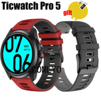 Silicone Band For TicWatch Pro 5 Strap Smart Watch Wristband Bracelet Belt Screen Protector film