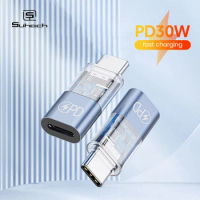 PD 30W Lightning Female to Type C Male Adapter for iPhone 15 OTG for iPad USB 2.0 Transparent LED Connector Converter