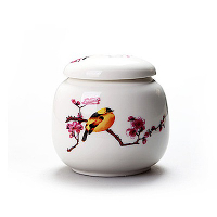 古緣居  陶瓷密封一兩小茶罐(喜鵲登枝)