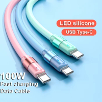 100W 6A USB-C Fast Charging Data Cable Liquid Silicone For Samsung S22 Xiaomi Huawei Android Phone Accessories Charger USB Cord