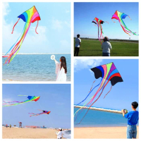 free shipping flying rainbow kite line nylon fabric ripstop kids kites factory chinese kite wholesale bird eagle flying kite fun