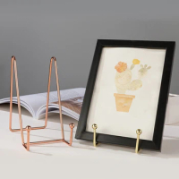 Rose Gold Picture Frame Stand Book Shelf Storage Rack Book Display Stand Decorative Plate Stand Holder Art Display Stand