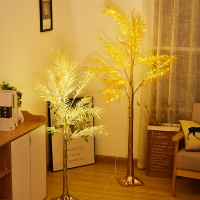 LED發光散尾葉銅絲樹燈ins風羽毛樹仿真樹圣誕節裝飾燈