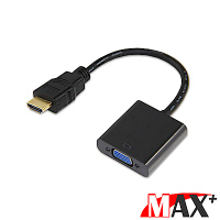 MAX+ HDMI(公) to VGA(母) 鍍金接頭轉接器15cm(黑)