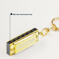 Suzuki Harmonica Mini 5 Holes 10 Tone Harmonica Keychain Key of C Golden Woodwind Instruments Gift mouth organ