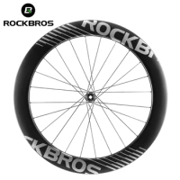ROCKBROS Carbon Wheels 700c Road Bike Wheelset Tubeless Clincher Tires Rim Center Lock Or 6-bolt Back Road Cycling Wheelset