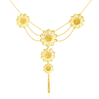 【金緻品】黃金項鍊 萬花同艷 7.08錢(9999純金套鍊 流線 花朵 流蘇 簍空 華麗 花嫁 結婚金飾 婚慶)