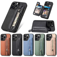 Zipper Wallet Flip Case For VIVO Y21 Y21S Y33S Y74S Y76 Y76S 5G Phone Cover For iPhone 14 Plus 13 Pro Max 12 Mini 11 Pro XR XS