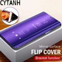 For OppoA54 5G Case Smart Mirror Flip Phone Cases Cover For Oppo A 54 A54 54A OPPOA54 5G Stand Book Coque Fundas