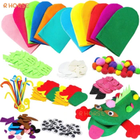 12Pcs Animal Hand Puppets Making Kit for Kids Toddlers DIY Art Craft Party Decor Children Role Play Toys Felt Glove Puppets Show