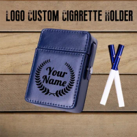 Custom Cigarette Holder for 20 Cigarettes with Lighter Holder, PU Leather Cigarette Case/ Cigarette Box, Gift for Smoker