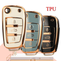 jingyuqin 3Buttons TPU Auto Flip Key Case Cover Fob For Audi A3 A4 B6 B7 B8 A6 C5 C6 RS3 S1 S3 Q3 Q5 Q7 Car Accessories