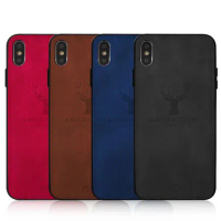 VXTRA iPhone Xs Max 6.5吋 北歐鹿紋防滑手機殼(安藤石灰/黑潮深藍/單品咖啡/蜜蘋果紅)