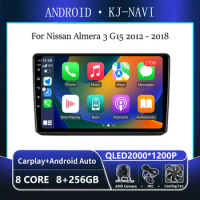 9 inch screen Wireless Carplay Car Radio Multimedia Player GPS Navigation Android 14 for Nissan Almera 3 G15 2012 - 2018
