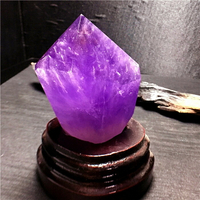烏拉圭紫水晶六棱柱能量柱紫黃晶原石消磁增強記憶力助事風水擺件