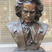 12" fame Bronze ART German composer Bust musician Ludwig Van Beethoven Roksan Garden Decoration 100% real Brass Bronze