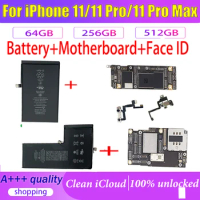 Fully Tested 100% Working For iPhone 11 Pro Max Motherboard+Face ID+Original Battery Three-Piece Set Cleaned iCloud And Unlocked