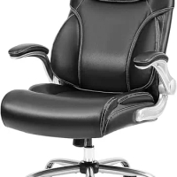 High Back Leather Executive Chair Adjustable Tilt Angles Swivel Office Desk Chair ,Ergonomic Design for Lumbar Support (Black)