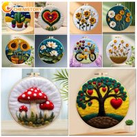 CHENISTORY Wool Felting Painting Package Needle Wool Painting Summer Flower Needle Felting Supplies Handmade Home Decoration New