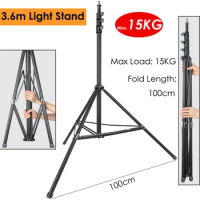 Photo 360cm 3.6M Video Light Stand Max Load 15kg/33lb Heavy Duty Support Stand Tripod for Studio Softbox Reflector Backdrop