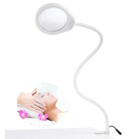 Magnifying Glass Lamp with Stand for Beauty Salon Flexible Lengthen Arm 80cm with Clamp Desk Light Magnifying Glass 5X 8X 10X