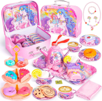 Frozen Tea Party Set for Little Girls Princess Toy Gift Kids Pretend Play Tin Tea Set with Teapot Te