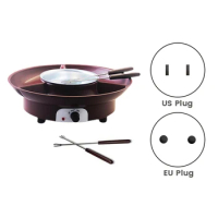 Fondue Pot Set,Electric Chocolate Fondue Maker With 4 Forks, Cheese Melting Fondue Machine Kit,Temperature Ctrol