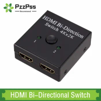 PzzPss 4Kx2K Switcher UHD 2 Ports Bi-Directional Manual 2x1 1x2 HDMI-Compatible Switch HDCP Supports 4K FHD Ultra 1080P For Pc