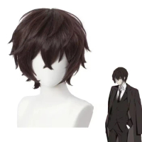 High Quality Dazai Osamu Cosplay Wig Anime Bungo Stray Dogs Cosplay Short Brown Heat Resistant Synthetic Hair Wigs