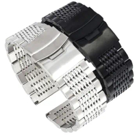 HQ Stainless Steel Strap 20mm22mm Diving Waterproof Black Watch Band For Seiko Samsung Tissot Watch Accessories Watchband
