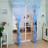 Valance - ผ้าม่าน Tulle Voile ลายดอกทิวลิป ผ้าม่านประตูและหน้าต่าง แผงผ้าม่าน เฉดสีเชียร์ ดอกไม้