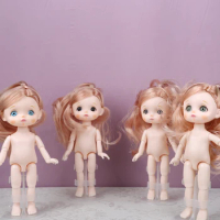 Mini Doll Cute Face 1/12 16cm Bjd Short Boy Hair Sleeping Pig Naked Body Dress Up Fashion Dolls for Girls Gift DIY Toys