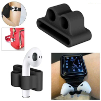 2PCS For Apple Pro Earphone Holder Case Cover For Iwatch Strap Anti lost Silicone Watch Strap For Ai