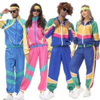 Adult Retro 60s 70s Hippie Couples Clothing Rock Disco Outfits Suit Halloween Cosplay Costume Carnival Party Purim Fancy Dress