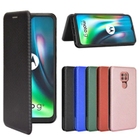 For Motorola Moto G9 Play Case Carbon Fiber Flip Leather Case For Motorola Moto G9 Play G 9 G9Play Case Cover 6.5 inch