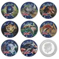 8Pcs/set Silver Metal Silver Plated Coins Australian Wombat Cute Animal Medal - 1Oz - Rare