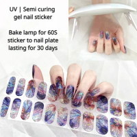 22Tips/Sheet Ins Ice Transparent Nude UV Gel Nail Patch Semi Curing Semi Baking Phototherapy Nail Oil Film Light Nail Stickers
