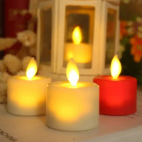 Pack of 6 New Year Candles Battery Christmas LED Tea Light Flickering Tealights Candles Votive Decorative Candles