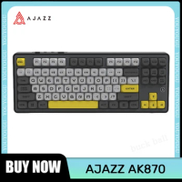 Pre Sale Ajazz Ak870 Wireless Keyboard Bluetooth Keyborads 3mode Hot Swap Screen Knob Gasket Rgb Custom Game Mechanical Keyboard