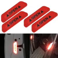 Car Door Open Safety Warning Reflective Decal Sticker Light Trims 4pcs