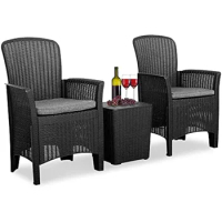 Patio Porch Furniture Sets - 3 Piece Rattan Wicker Chairs With Table Outdoor Chair Patio Conversation