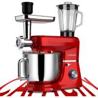 6-IN-1 Stand Mixer, 8.5 Qt. Multifunctional Electric Kitchen Mixer with 9 Accessories for Most Home Cooks, SM-1507BM, Ruby Red