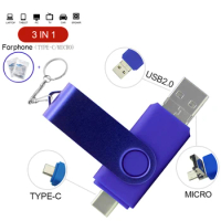 TYPE C OTG USB Flash Drive 3 IN 1 Pen Drive 32GB 64GB 128GB 256GB Pendrive High Speed Memoria USB Stick 2.0 Flash Drive U Disk