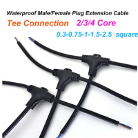 IP68 Waterproof Cable Connector Tee-type/Y-type/T-type 2 3 4Pin Electrical Butt Plug Terminal Adapter Wire Connector LED Light