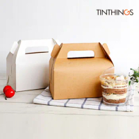 20pcs Paper Gift Box Muffin Cake Packaging Home Baking Wedding Party Favors Birthday Gift Box Candy Cookie Kraft Boxes Handle