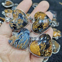 Natural pietersite heart-shaped pendant for gift 1pc
