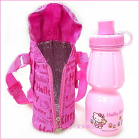 asdfkitty*特價 KITTY粉紅色直飲水壺+拉鍊水壺套/水壺背袋/寶特瓶 水壺袋-韓國正版商品