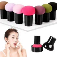 Mushroom Handle Round Head Powder Brush - Cosmetic Tool Sponge, Smooth Makeup Foundation Concealer Dry &amp; Wet Beauty Puff J1E2