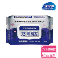 【立得清】酒精擦濕巾75% 50抽x36包(酒精擦 濕紙巾)